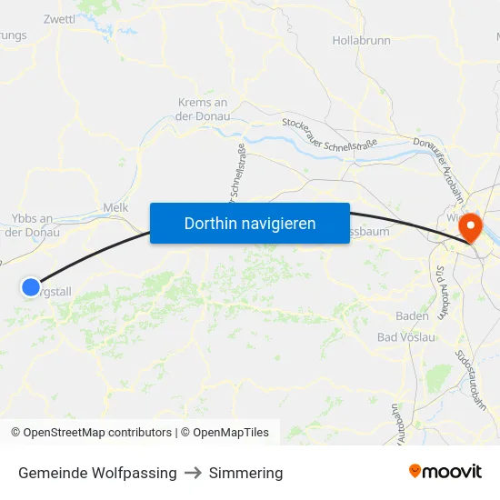 Gemeinde Wolfpassing to Simmering map
