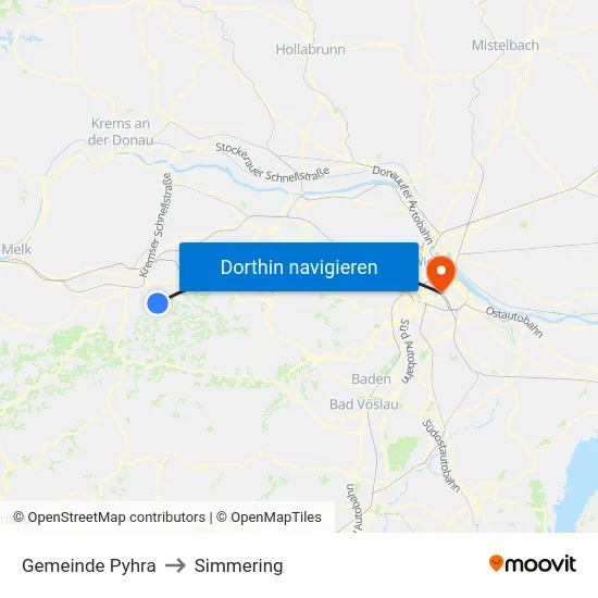 Gemeinde Pyhra to Simmering map