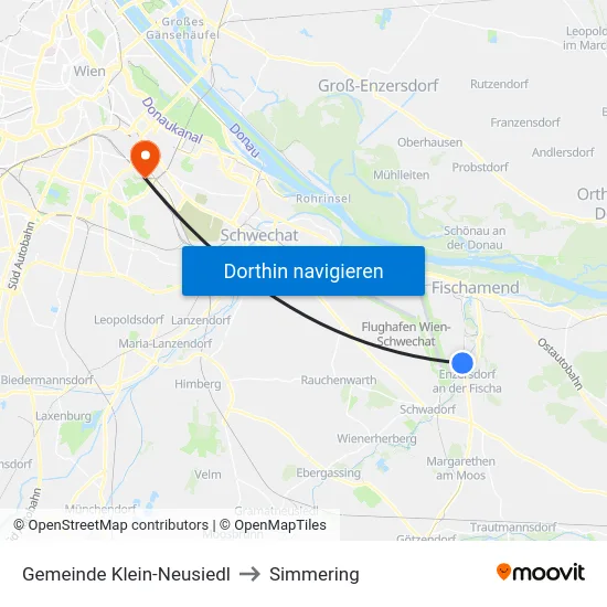 Gemeinde Klein-Neusiedl to Simmering map