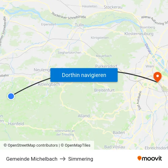 Gemeinde Michelbach to Simmering map