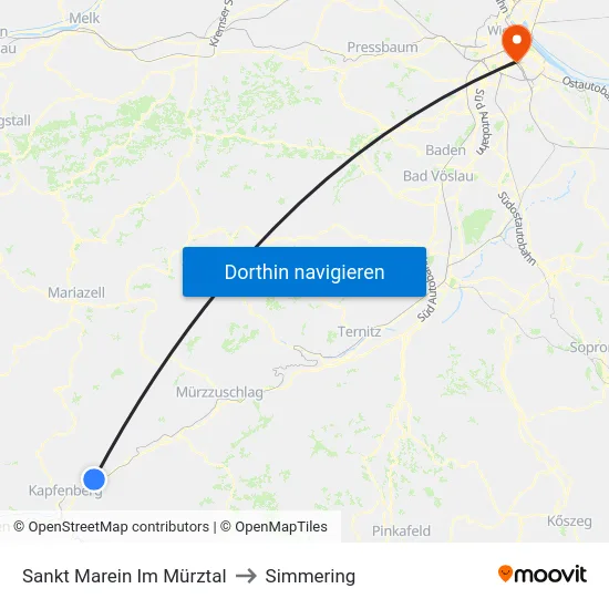 Sankt Marein Im Mürztal to Simmering map