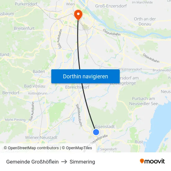 Gemeinde Großhöflein to Simmering map