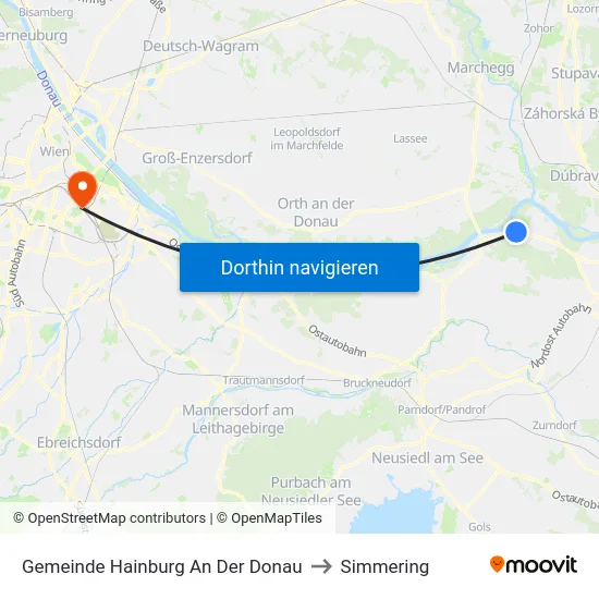 Gemeinde Hainburg An Der Donau to Simmering map