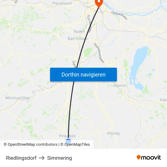 Riedlingsdorf to Simmering map