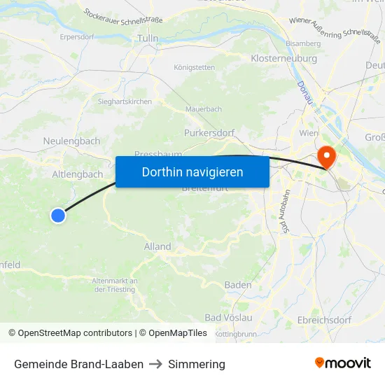 Gemeinde Brand-Laaben to Simmering map
