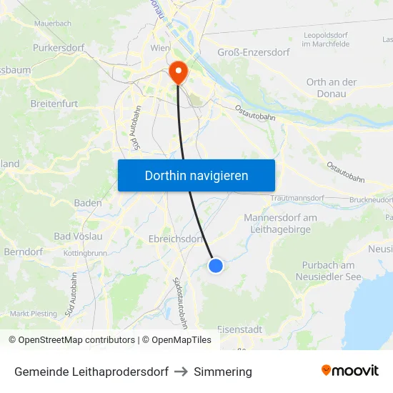 Gemeinde Leithaprodersdorf to Simmering map