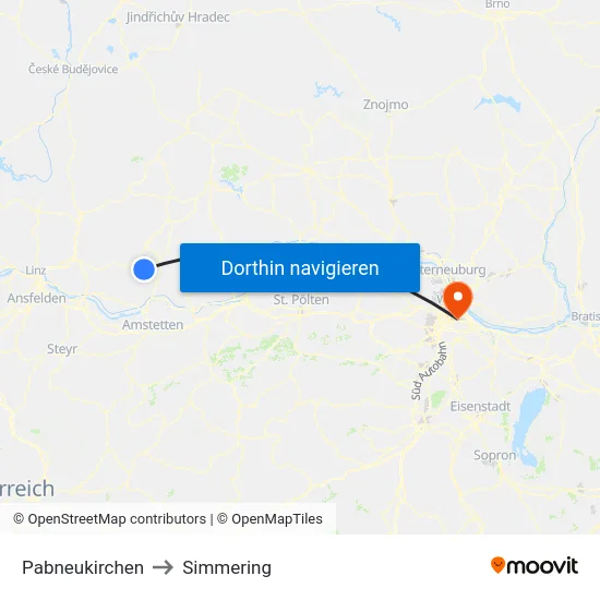 Pabneukirchen to Simmering map
