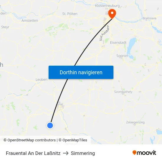 Frauental An Der Laßnitz to Simmering map