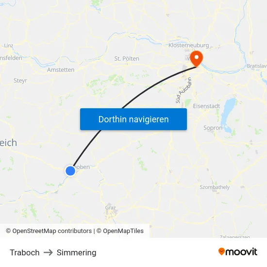 Traboch to Simmering map