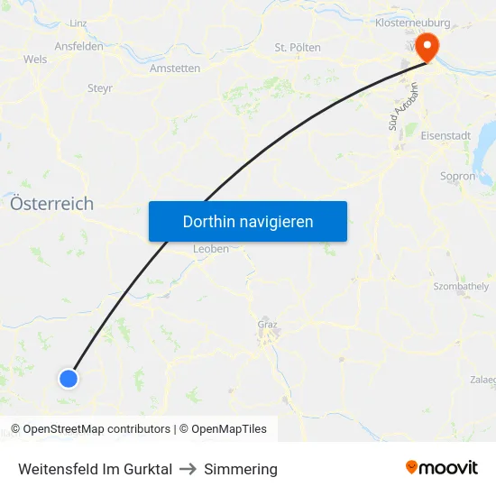 Weitensfeld Im Gurktal to Simmering map
