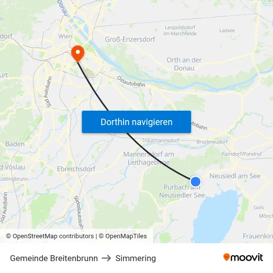 Gemeinde Breitenbrunn to Simmering map