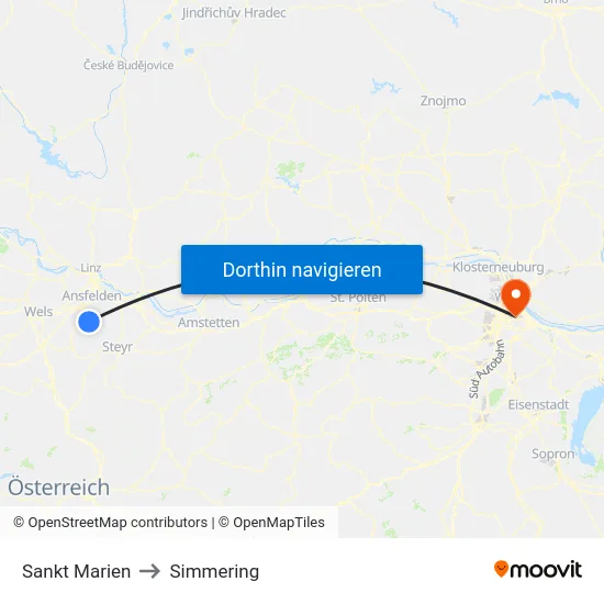 Sankt Marien to Simmering map