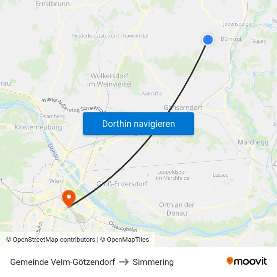 Gemeinde Velm-Götzendorf to Simmering map