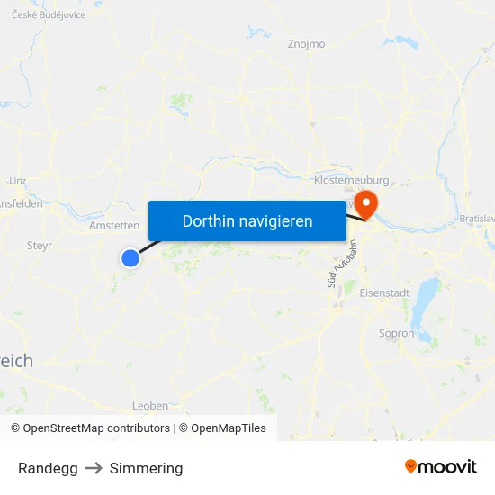 Randegg to Simmering map