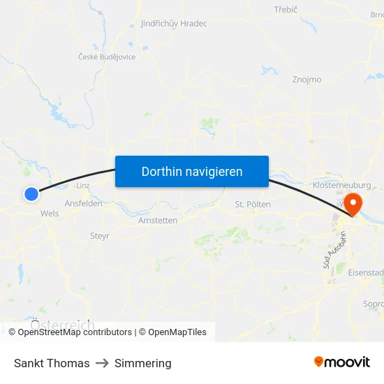 Sankt Thomas to Simmering map