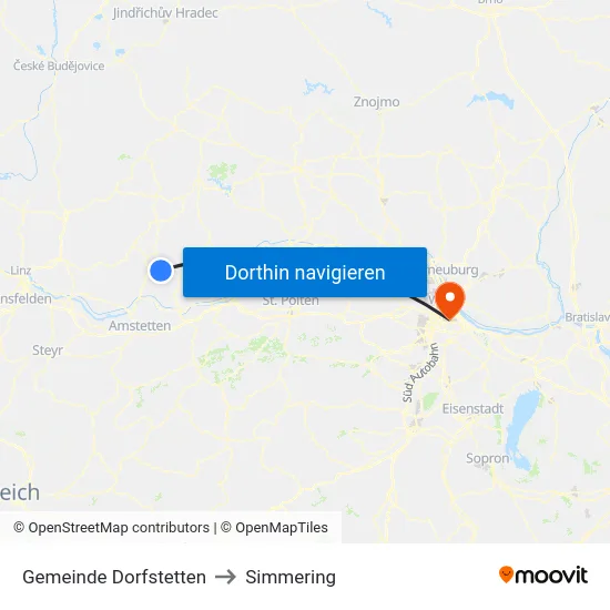 Gemeinde Dorfstetten to Simmering map