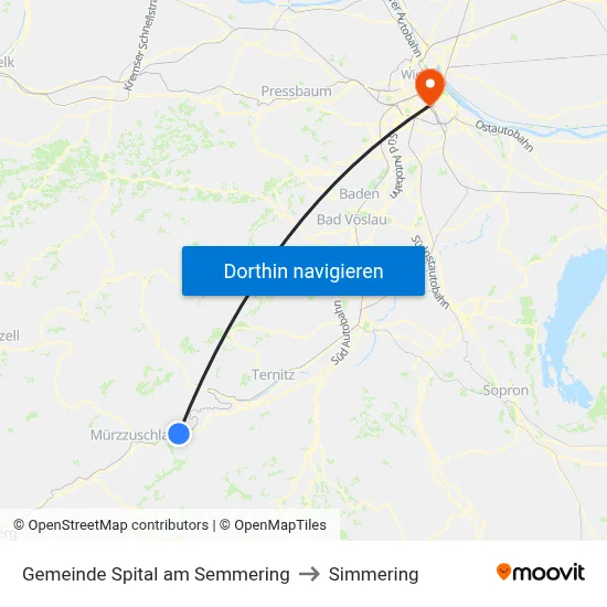 Gemeinde Spital am Semmering to Simmering map