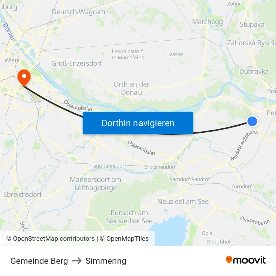 Gemeinde Berg to Simmering map