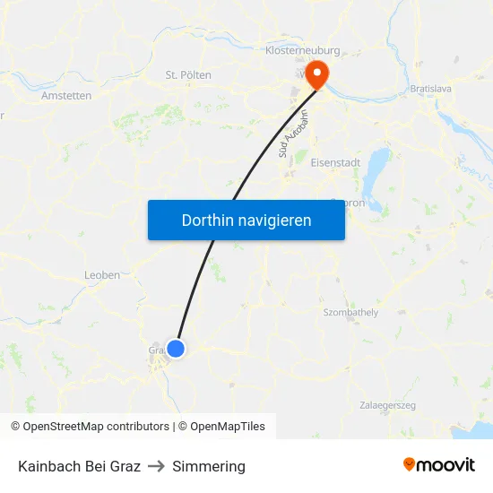 Kainbach Bei Graz to Simmering map