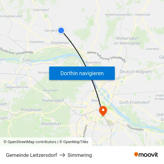 Gemeinde Leitzersdorf to Simmering map