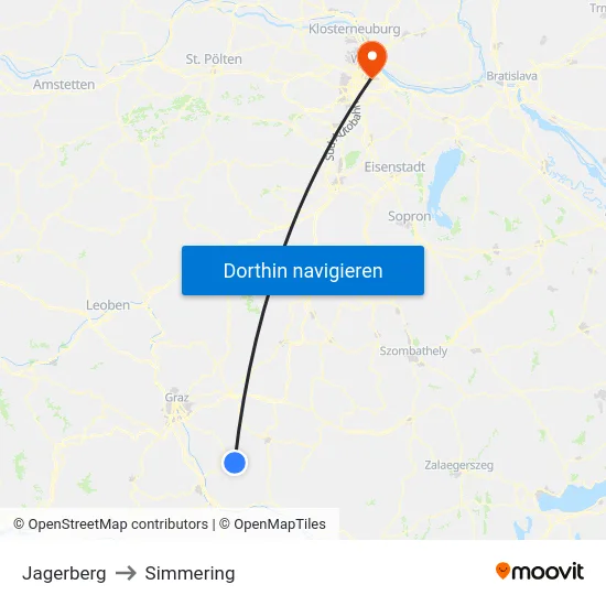 Jagerberg to Simmering map