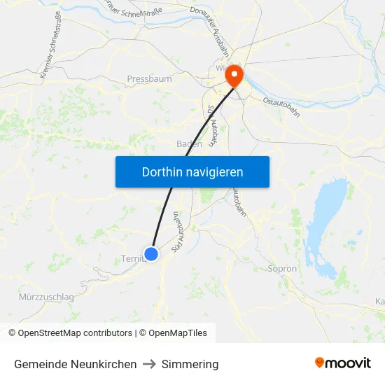 Gemeinde Neunkirchen to Simmering map