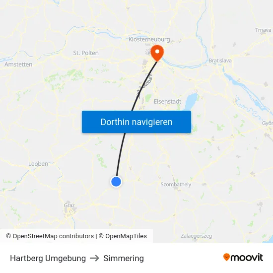 Hartberg Umgebung to Simmering map