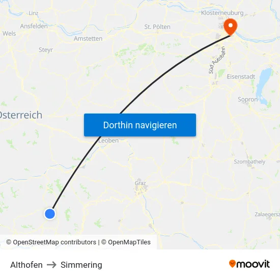 Althofen to Simmering map
