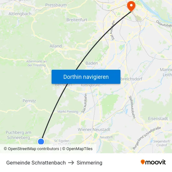 Gemeinde Schrattenbach to Simmering map