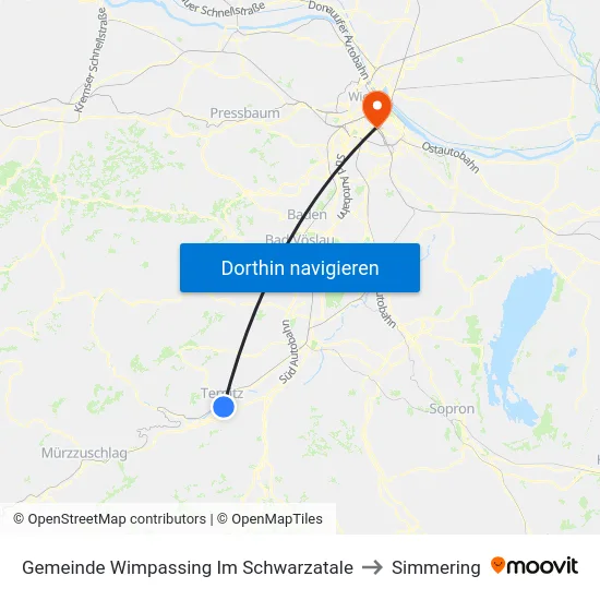 Gemeinde Wimpassing Im Schwarzatale to Simmering map