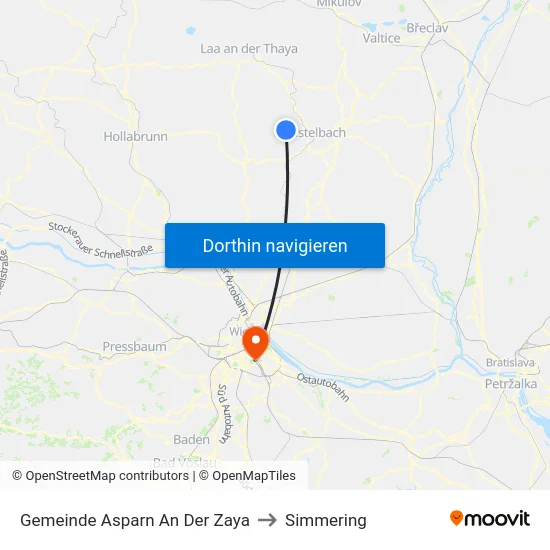 Gemeinde Asparn An Der Zaya to Simmering map