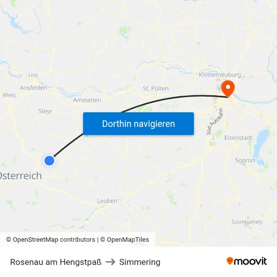 Rosenau am Hengstpaß to Simmering map