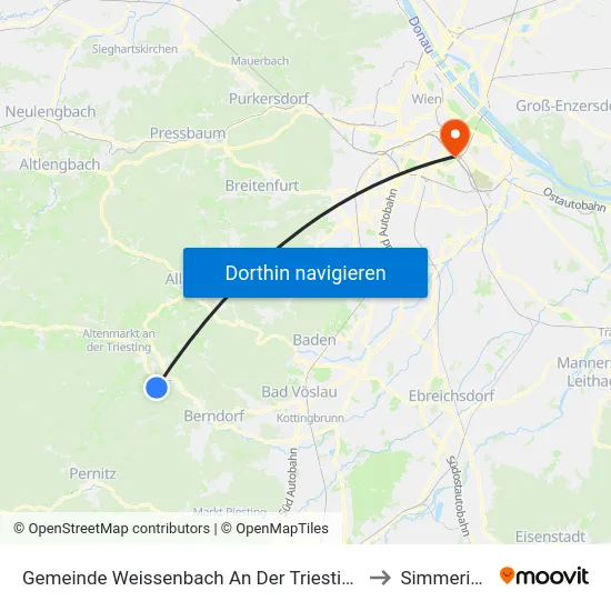 Gemeinde Weissenbach An Der Triesting to Simmering map