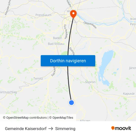 Gemeinde Kaisersdorf to Simmering map