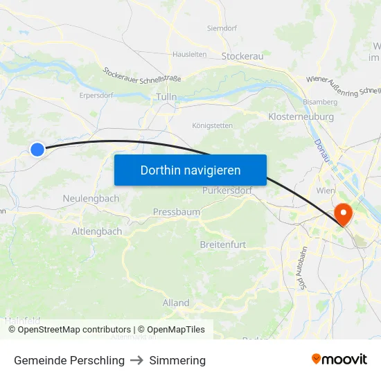 Gemeinde Perschling to Simmering map