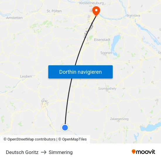 Deutsch Goritz to Simmering map