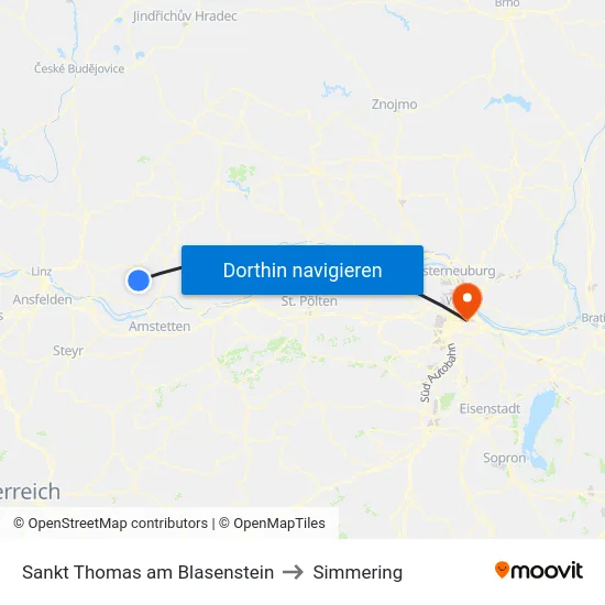 Sankt Thomas am Blasenstein to Simmering map