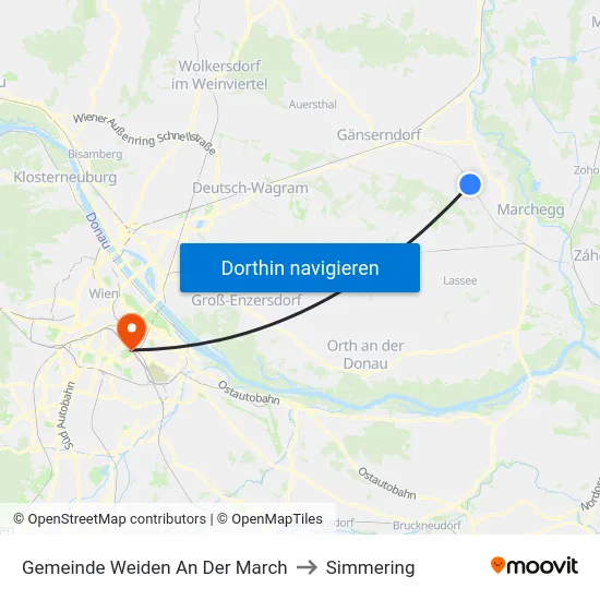 Gemeinde Weiden An Der March to Simmering map
