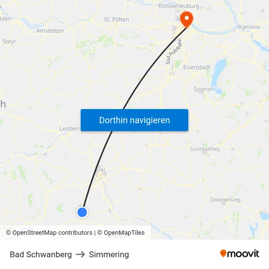 Bad Schwanberg to Simmering map