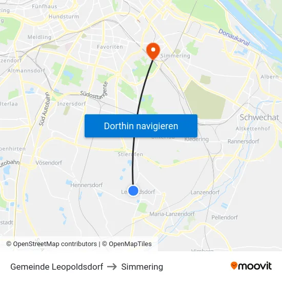 Gemeinde Leopoldsdorf to Simmering map