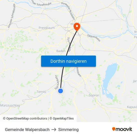 Gemeinde Walpersbach to Simmering map