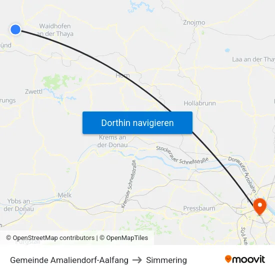 Gemeinde Amaliendorf-Aalfang to Simmering map