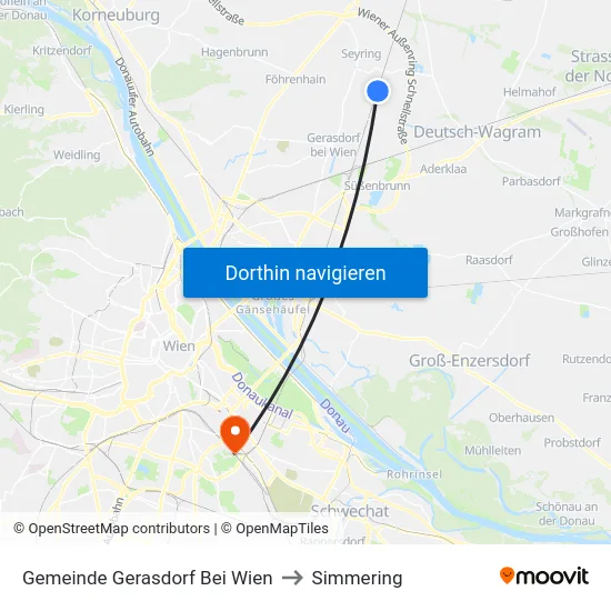 Gemeinde Gerasdorf Bei Wien to Simmering map