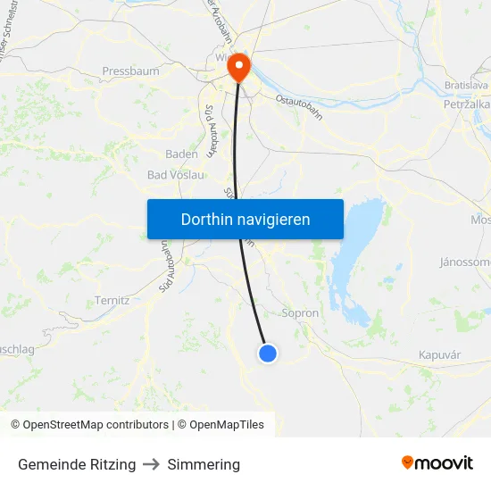 Gemeinde Ritzing to Simmering map