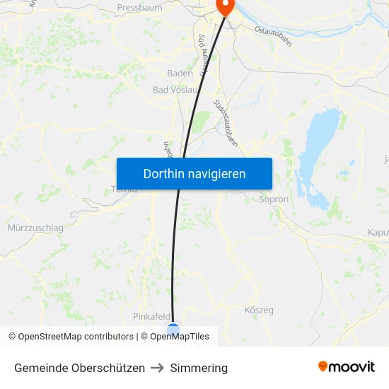Gemeinde Oberschützen to Simmering map