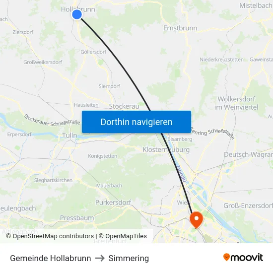 Gemeinde Hollabrunn to Simmering map