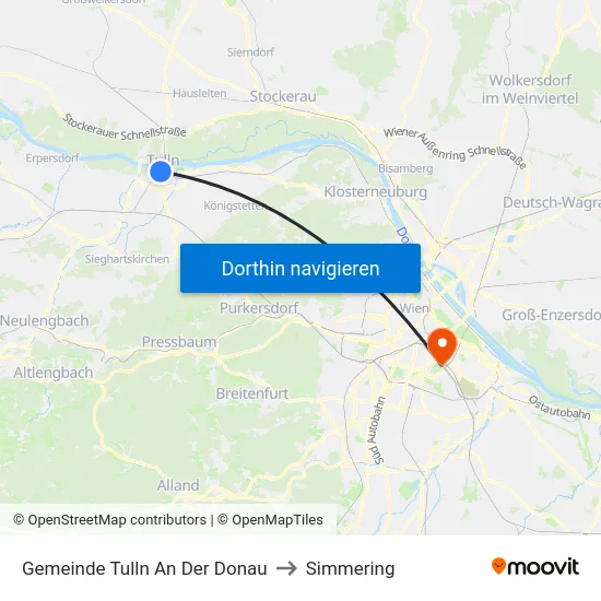 Gemeinde Tulln An Der Donau to Simmering map