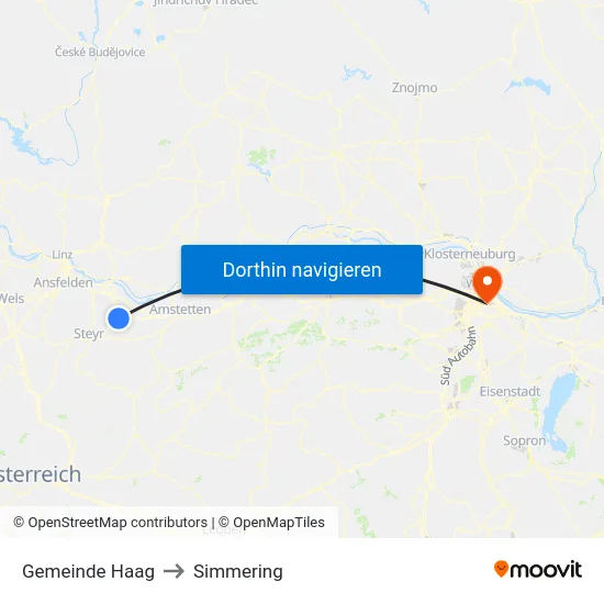 Gemeinde Haag to Simmering map