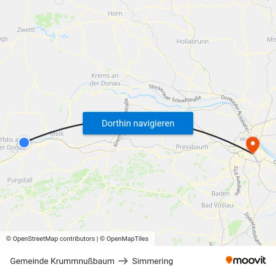 Gemeinde Krummnußbaum to Simmering map