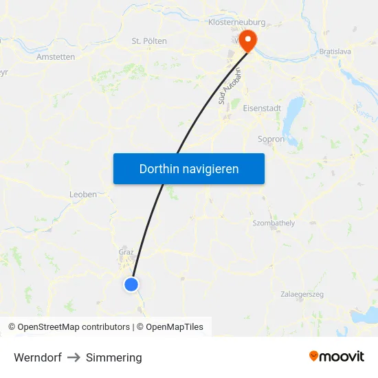 Werndorf to Simmering map